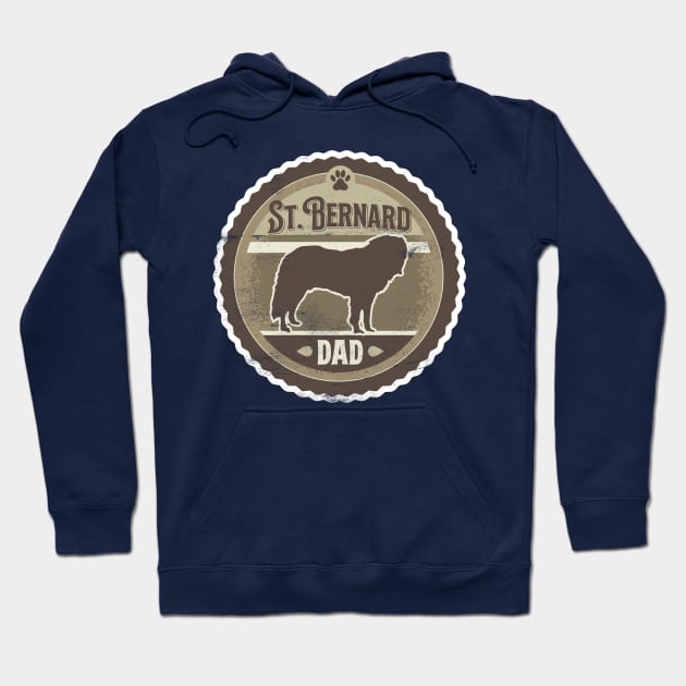 St. Bernard Dad - Distressed Saint Bernard Silhouette Design Hoodie by DoggyStyles